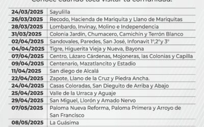 #Descacharrizacion|| El Gobierno De Acaponeta a través de la dirección de salubridad municipal informan a la población el itinerario para las rutas de la Jornada de Eliminación de Criaderos Larvarios 2025.#Descacharrizacion|| El Gobierno De Acaponeta a través de la dirección de salubridad municipal informan a la población el itinerario para las rutas de la Jornada de Eliminación de Criaderos Larvarios 2025.