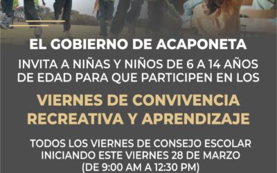 #Recreación|| Por propuesta del presidente municipal Manuel Ramón Salcedo Osuna se invita a las familias acaponetenses a sumarse a los Viernes de Convivencia, Recreación y Aprendizaje.