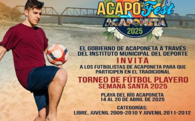 #FutbolPlayero|| Están abiertas las inscripciones para el tradicional torneo #FutbolPlayero en el marco del AcapoFest 2025 este 17, 18, 19 y 20 de abril.